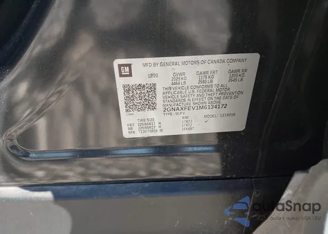 2021 Chevrolet Equinox Fwd 1Fl z USA, uszkodzony, nr VIN 2GNAXFEV1M6134172